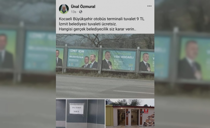 Özmural: İzmit Belediyesi tuvaleti ücretsiz!