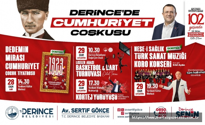 Derince’de Cumhuriyet Bayramı İki Günlük Etkinliklerle Kutlanıyor