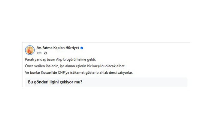 Fatma Kaplan Hürriyet’ten Yandaş Basın Eleştirisi
