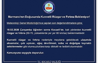 Kocaeli’de Kuvvetli Rüzgar ve Fırtına Uyarısı