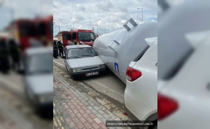 BOŞ GAZ TANKERİ, YOLA DEVRİLDİ!